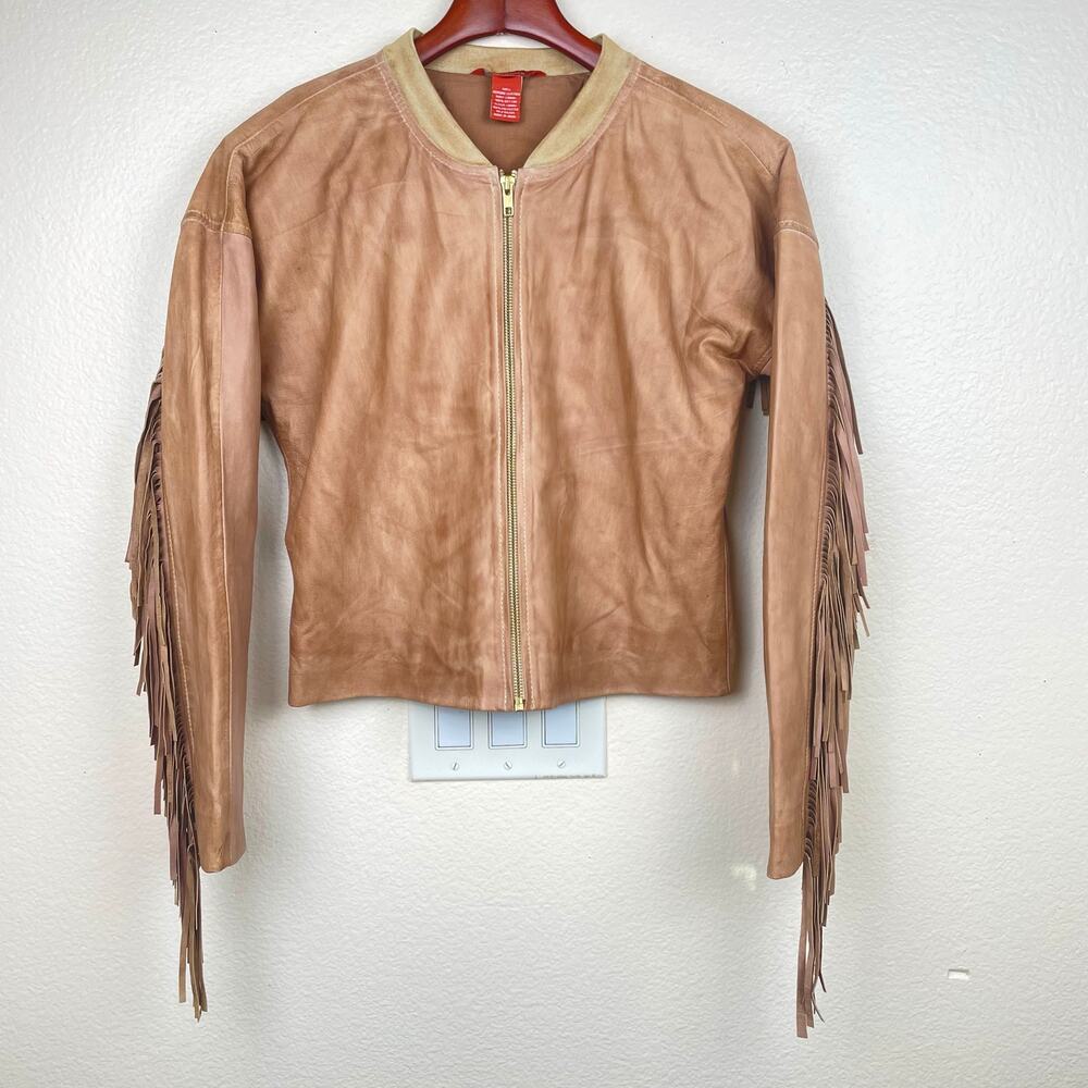 Sundance Womens Sz 6 Fringe Genuine Leather Jacket Bohemian Western - Picture 3 of 16